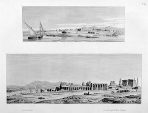 Vue de Louxor et du temple de Thèbes à Louxor, Égypte, vers 1808 - Unbekannt