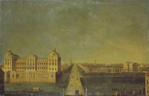 Vue de la perspective Nevski depuis le palais Anichkov avec la maison des Shuvalov, seconde moitié du 18ème siècle