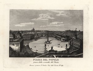 Vue de la Piazza del Popolo, Place du Peuple, avec un obélisque égyptien de Ramsès II d