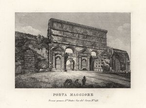 Vue de la porte Porta Maggiore avec aqueducs, Rome - Unbekannt
