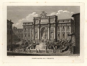 Vue de la fontaine de Trevi, Fontana di Trevi, Rome