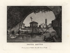 Vue du Ponte Rotto brisé, Pons Aemilius, dans le Tibre, Rome