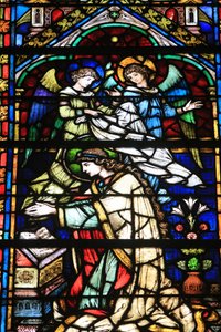 Vierge Marie. Détails. Couronnement de la Vierge. Vitraux de Frantz Mayer de Munich 1884. Chapelle de Notre-Dame de la Ronde. Cathédrale Saint-Étienne de Metz, Metz, France - Unbekannt