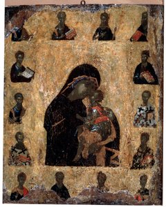 Vierge de Tendresse avec les Saints La Vierge Eleusa, icône byzantine, 14ème siècle - Unbekannt