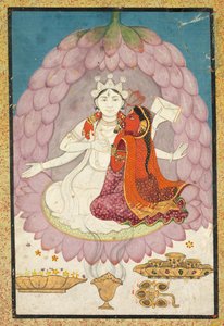 Vishnu et Lakshmi assis sur une fleur de lotus