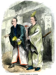 Ménestrels errants à Yokohama, Japon, 1864
