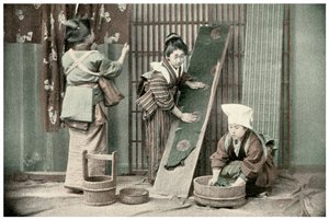 Lavage des kimonos, Japon, 1904