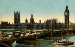 Pont de Westminster et les Chambres du Parlement, Londres, vers 1910