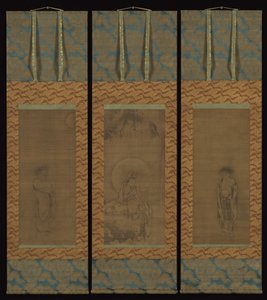 Guanyin en robe blanche avec Hanshan et Shide, 14ème siècle - Unbekannt