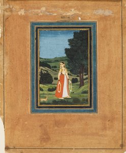 Femme dans un paysage nocturne, peut-être une forêt, 19ème siècle