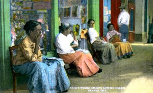 Femmes vendant des billets de loterie, Panama City, Panama, vers 1920