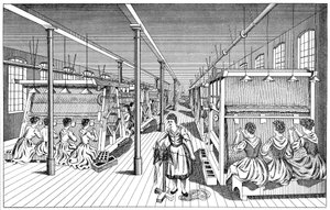 Femmes ouvrières dans une usine de tapis, vers 1895 - Unbekannt