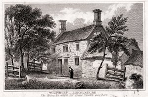 Manoir de Woolsthorpe, près de Grantham, Lincolnshire, lieu de naissance de Sir Isaac Newton, début du 19e siècle