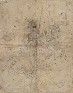 Adoration de Brijnathji et Svamini recto, Portrait équestre verso, vers 1800