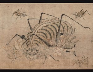 Yorimitsu tuant Tsuchigumo (détail) du rouleau Tsuchigumo no Soshi Emaki, 13e siècle