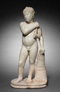 Jeune homme avec des poids de saut, vers 40-70