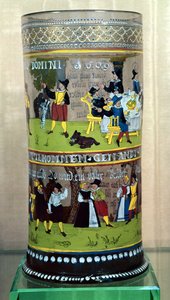 Un Humpen allemand émaillé, daté de 1609, décoré de scènes de célébration - Unbekannt Unbekannt