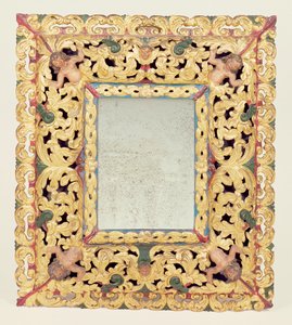 Miroir sculpté et peint de Charles II