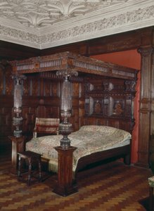 Lit à baldaquin, chêne sculpté, 16e-17e siècle - Unbekannt Unbekannt