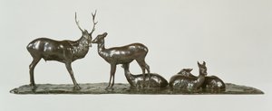 Cerf et biche avec faons par Rembrandt Bugatti