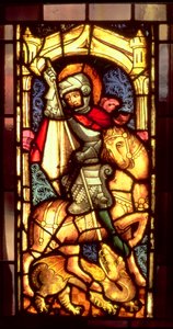 Vitrail représentant Saint Georges et le Dragon de Cologne, c.1300