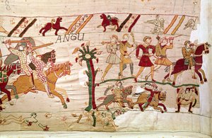 Les Anglais prennent la fuite après la mort du roi Harold, Tapisserie de Bayeux