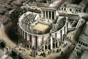 Reconstruction du théâtre, romain, IIe siècle