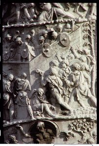 Colonne Trajane, construite pour célébrer la victoire sur les Daces, 113 AD (détail)