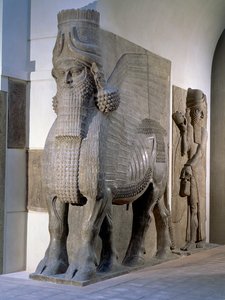 Taureau ailé de la façade du palais du roi Sargon II, Khorsabad, période assyrienne tardive, vers 725 av. J.-C.