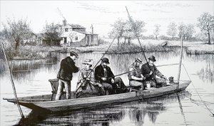 Un groupe de jeunes gens pêchant