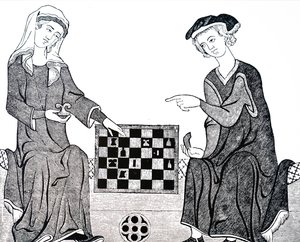 Un homme et une femme jouant aux échecs - Unbekannt