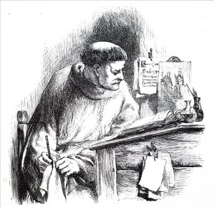 Un moine illuminant un manuscrit - Unbekannt