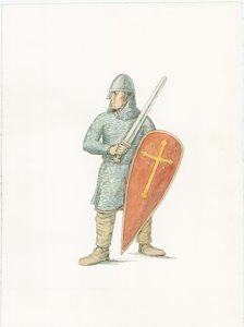 Une illustration de reconstitution montrant un chevalier normand vers 1066