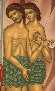 Adam et Ève. Église orthodoxe Saint-Antoine-le-Grand, Saint-Laurent-en-Royans, France