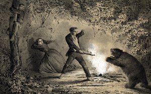 Après le naufrage, le marin Pierre Viaud se défend des bêtes féroces - Unbekannter Künstler