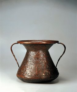 Amphore à deux anses en cuivre repoussé avec blason de la région des Abruzzes - Benjamin Baud