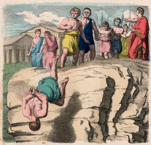 Rome antique : Loi, punition des traîtres, jet du rocher de la Tarpeienne à Rome