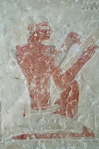 Bas-relief au musée égyptien du Caire : écrivain, Le Caire, Égypte
