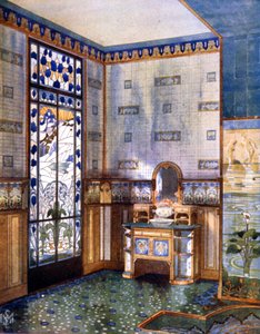 Salle de bain, début du 20e siècle (illustration)