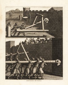 Bélier et deux types de forets pour percer les murs en haut, et deux béliers en bas, l