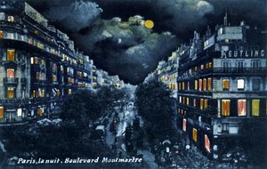 Boulevard Montmartre la nuit, Paris, vers 1900 - Unbekannter Künstler