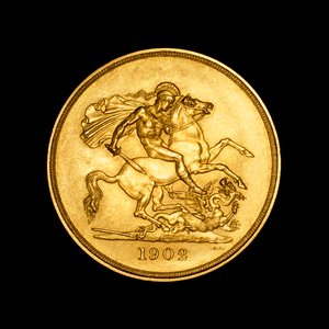Pièce britannique représentant Saint Georges et le dragon