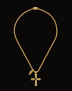 Croix en or et verre byzantine, c.5e-7e siècle