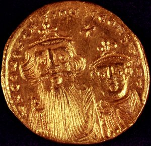 Pièce byzantine avec représentation de l