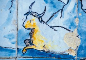 Bétail, azulejos, Palais des Marquis de Fronteira, Lisbonne, Portugal (détail)