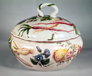 Soupière de Chelsea avec décoration botanique, vers 1753-57