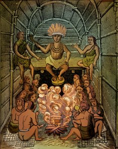 Le Chef Powhatan accueillant John Smith