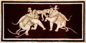 Cour de Chittra Shala avec des peintures virtuoses, Fort de Taragarh, Bundi, Rajasthan, Inde, Asie (photo) - Unbekannter Künstler