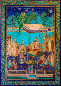 Cour de Chittra Shala avec des peintures fines virtuoses, Fort de Taragarh, Bundi, Rajasthan, Inde, Asie
