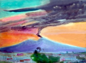 Nuages de poussière et de cendres